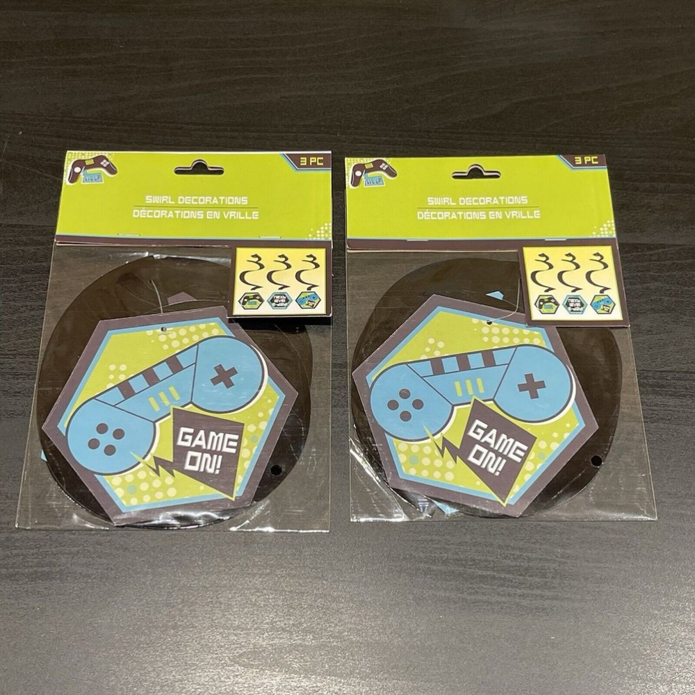 GAME ON Controller Themed Birthday Party 3 Piece Swirls Per Package Lot Of 2 NEW